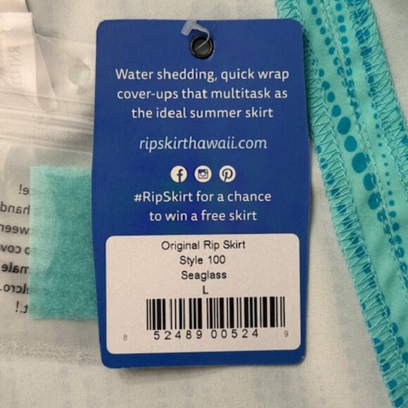 Rip Skirt Hawaii Original Rip Skirt Style 100 Seaglass Wrap Skirt Cover Up L NWT - Picture 9 of 9